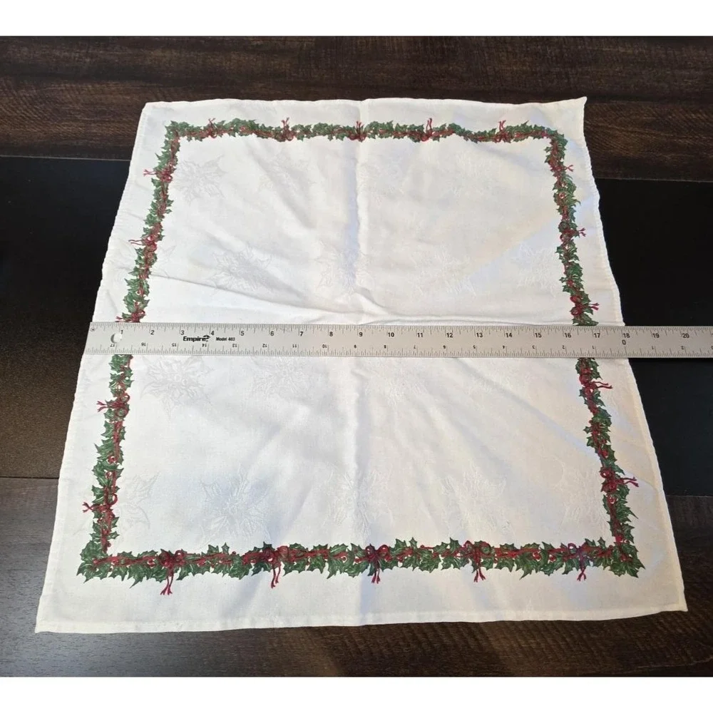 Christopher Radko Christmas Holiday Celebration Bow Holly Napkins Rings Set of 6